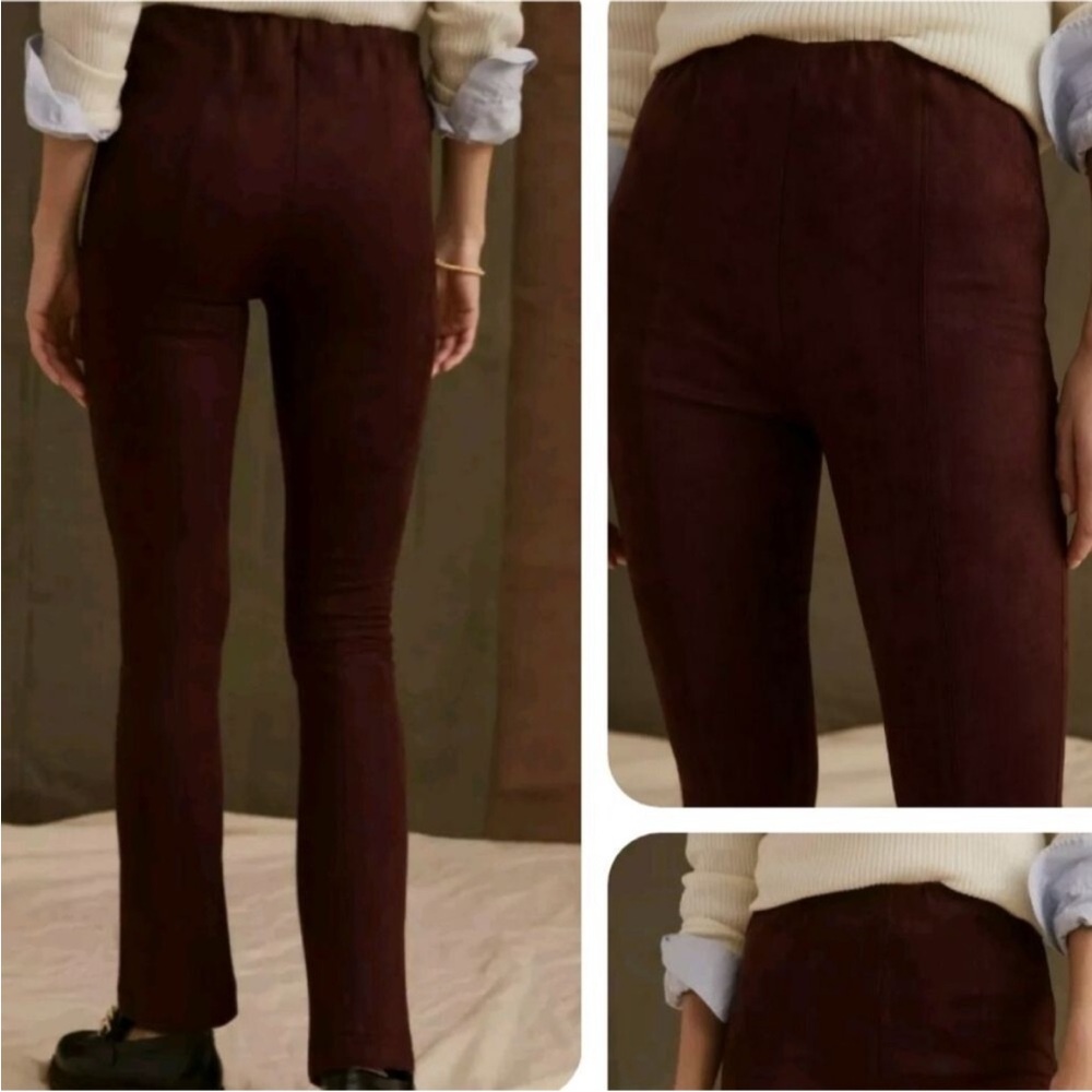 AVEC LES FILLES Deep Burgundy Faux Suede Skinny Pants